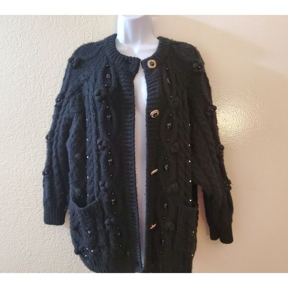 Zara Chunky Knit Cardigan Sweater Top Women's Goth Whimsygoth Bohemian Fall - Picture 3 of 9